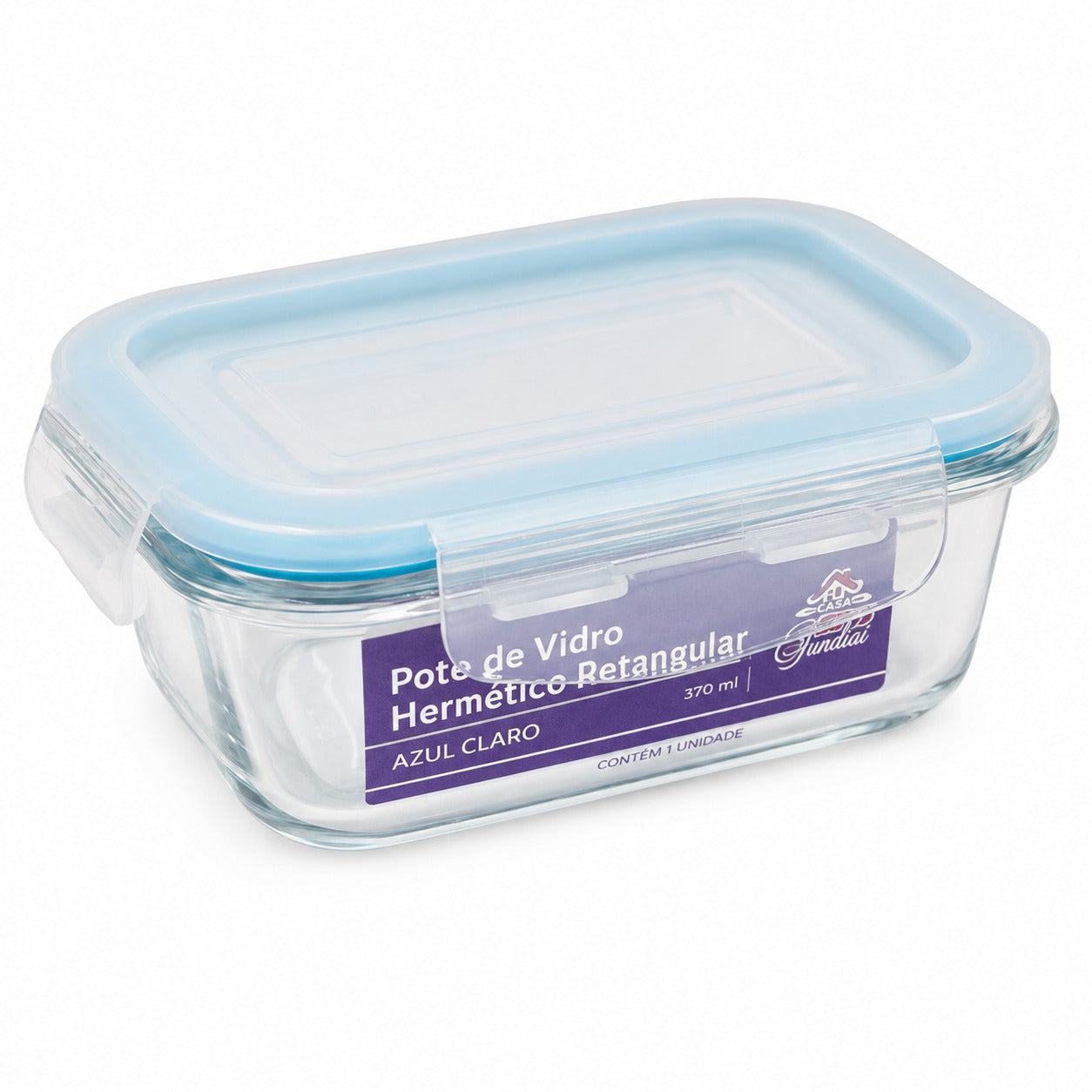 Pote de Vidro Hermético 370ml Retangular