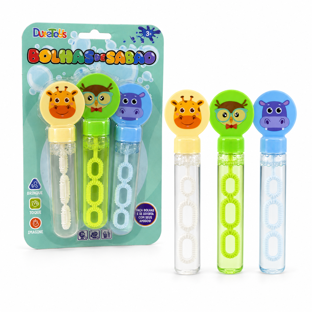 Kit Bolha de Sabão Animal 3 Peças | Casa do Cofrinho