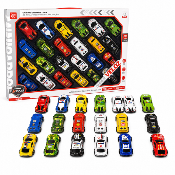 Carros em Miniatura Metal 24 Peças | Casa do Cofrinho