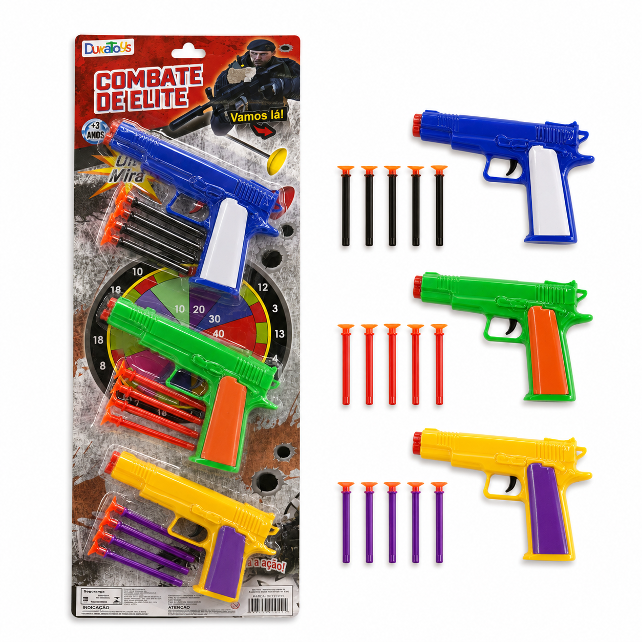 Brinquedo Combate de Elite com 3 Revólveres