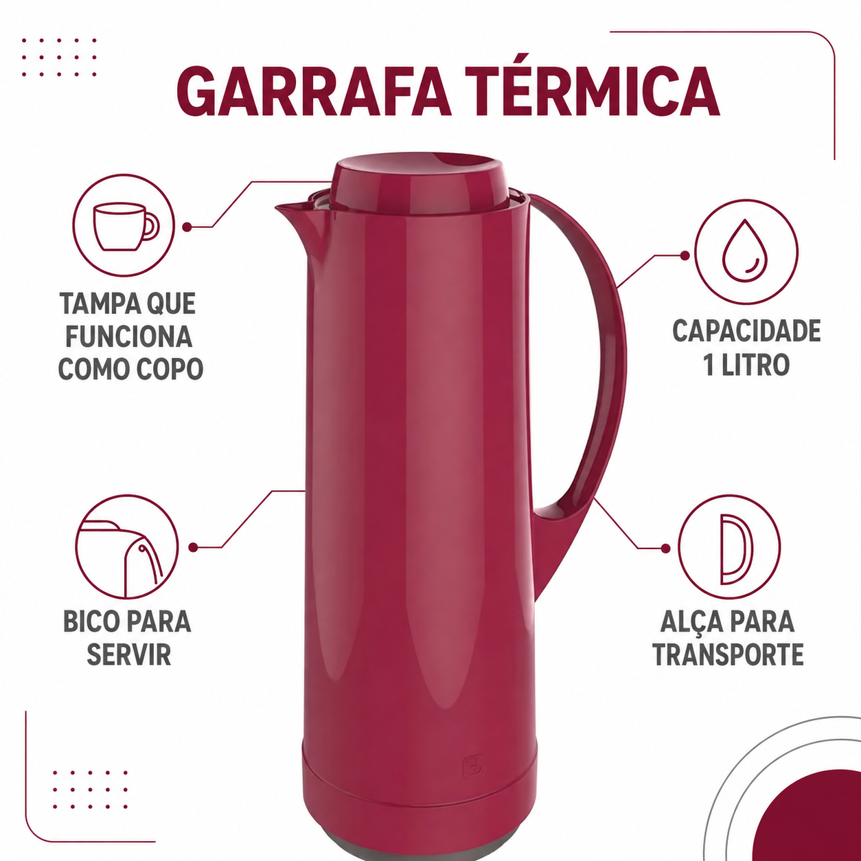 Garrafa Térmica Soprano 1L Vidro | Casa do Cofrinho