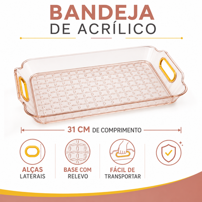 Bandeja de Acrílico com Alça 31cm | Casa do Cofrinho